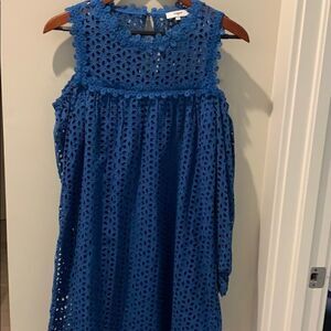 Suncoo Paris eyelet cold shoulder blue dre…